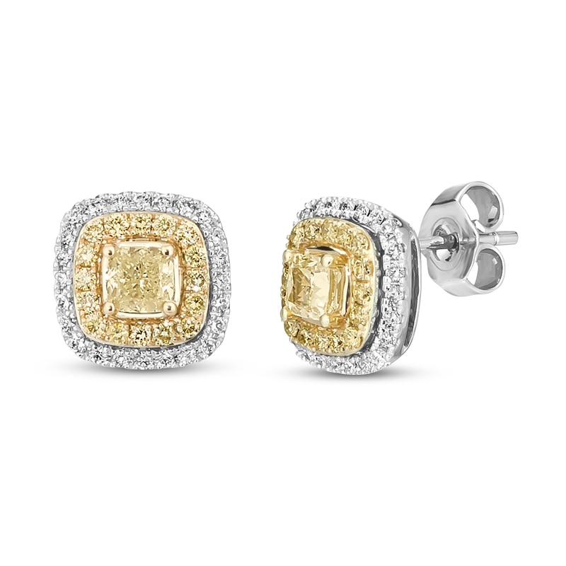 Previously Owned Le Vian Sunny Yellow Diamond Stud Earrings 1 ct tw 14K Two-Tone Gold