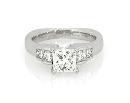 Previously Owned Princess-Cut Diamond Engagement Ring 1-3/8 ct tw 14K White Gold