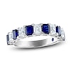 Thumbnail Image 1 of Previously Owned Vera Wang WISH Rectangle/Emerald-Cut Blue Sapphire & Diamond Wedding Band 1-1/4 ct tw 14K White Gold