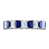 Thumbnail Image 3 of Previously Owned Vera Wang WISH Rectangle/Emerald-Cut Blue Sapphire & Diamond Wedding Band 1-1/4 ct tw 14K White Gold