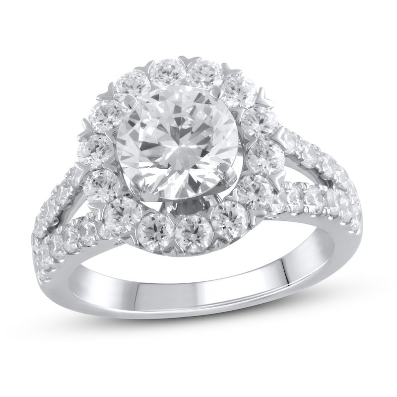 Previously Owned Lab-Created Diamond Engagement Ring 3-3/8 ct tw Round 14K White Gold