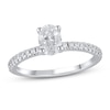 Thumbnail Image 0 of Previously Owned Lab-Created Diamond Engagement Ring 1 ct tw Oval/Round 14K White Gold