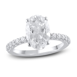 Previously Owned Lab-Created Diamond Engagement Ring 3-1/2 ct tw Oval/Round 14K White Gold