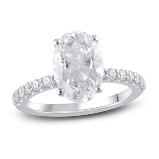 Oval 1 carat Lab Grown Diamond Ring in 14k white gold. Color