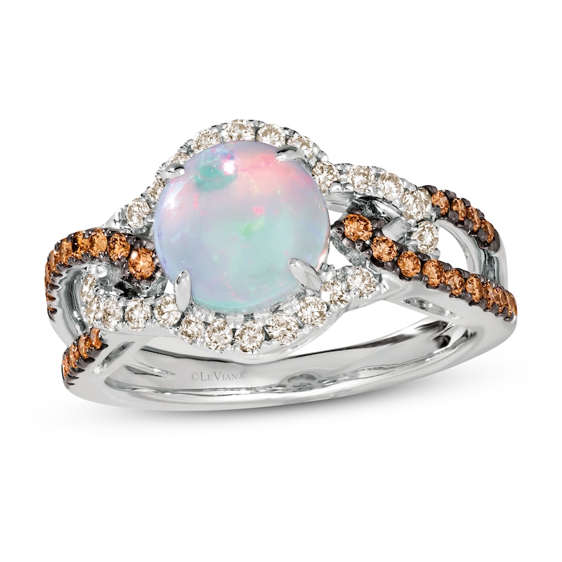 Main Image 1 of Previously Owned Le Vian Natural Opal Ring 1/2 ct tw Diamonds 14K Vanilla Gold