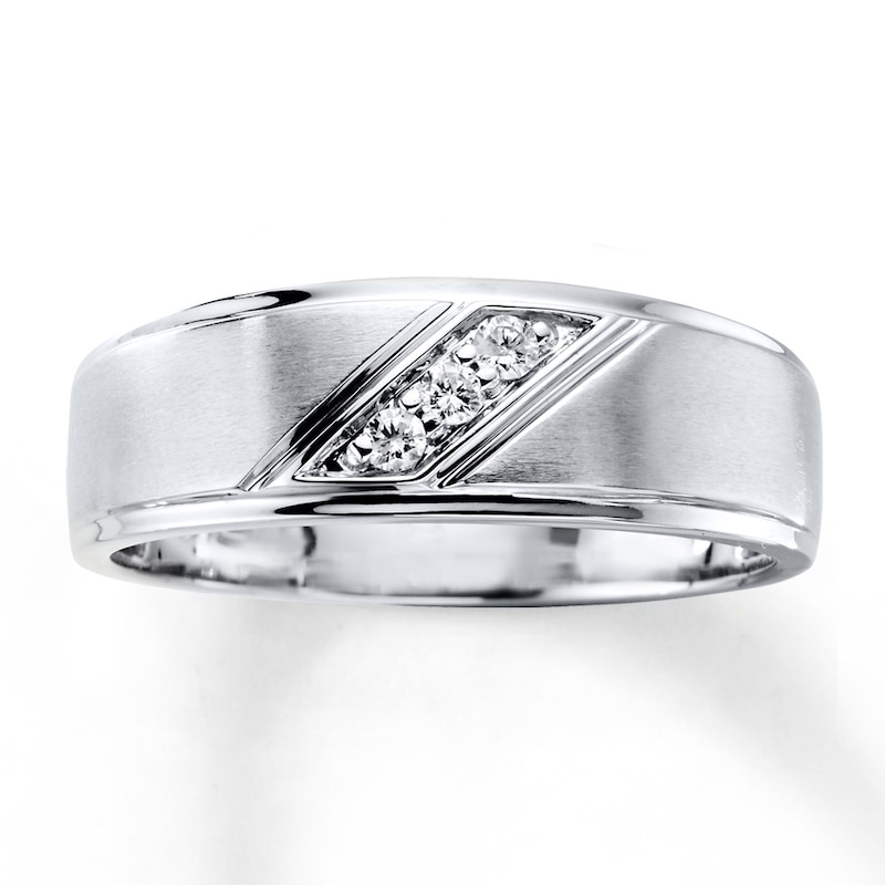 Main Image 1 of Previously Owned Men's Diamond Anniversary Band 1/10 ct tw Round 14K White Gold