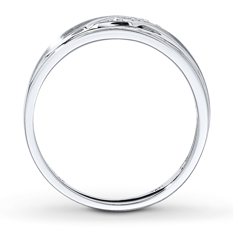 Main Image 2 of Previously Owned Men's Diamond Anniversary Band 1/10 ct tw Round 14K White Gold