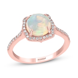 Previously Owned Effy Natural Opal Ring 1/6 ct tw Diamonds 14K Rose Gold