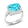Thumbnail Image 2 of Previously Owned Natural Swiss Blue Topaz Ring 1/6 ct tw Diamonds 10K White Gold