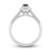 Thumbnail Image 1 of Previously Owned Montana Blue Oval-Cut Natural Sapphire Ring 1/4 ct tw Round Diamonds 10K White Gold