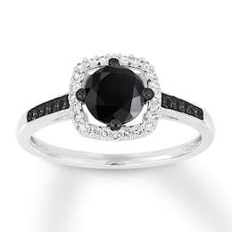 Previously Owned Black Diamond Engagement Ring 1 carat tw 14K White Gold