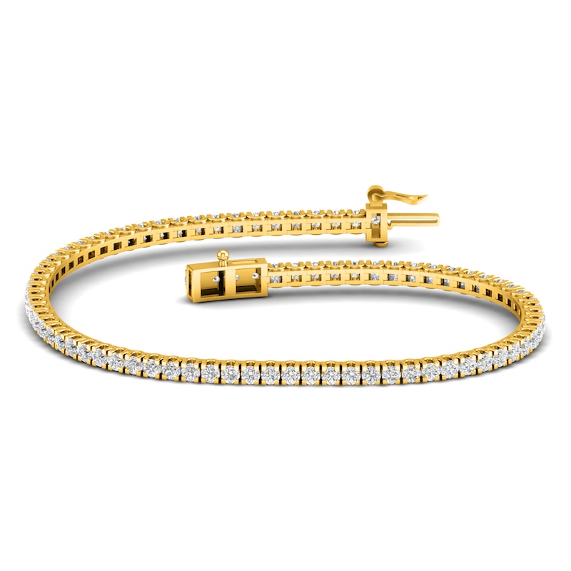 Previously Owned Lab-Created Diamond Tennis Bracelet 1 ct tw Round 14K Yellow Gold 7.25"