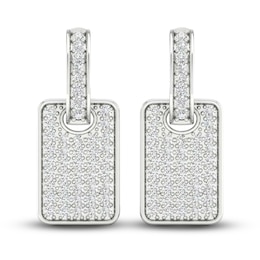 Previously Owned Men's Lab-Created Diamond Drop Earrings 3/4 ct tw Round 14K White Gold