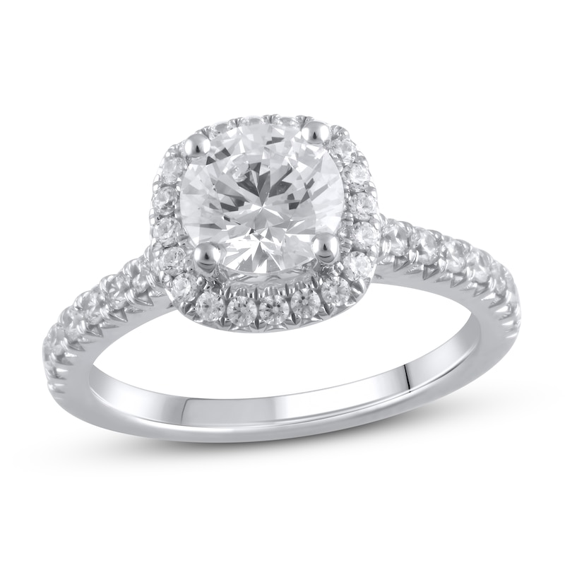 Main Image 1 of Previously Owned Lab-Created Diamond Engagement Ring 2 ct tw Round 14K White Gold