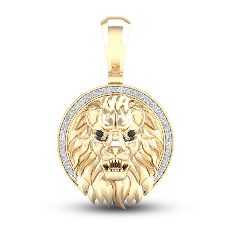 Main Image 1 of Previously Owned Men's 10K Yellow Gold Lion Charm 1/8 ct tw Round Diamonds