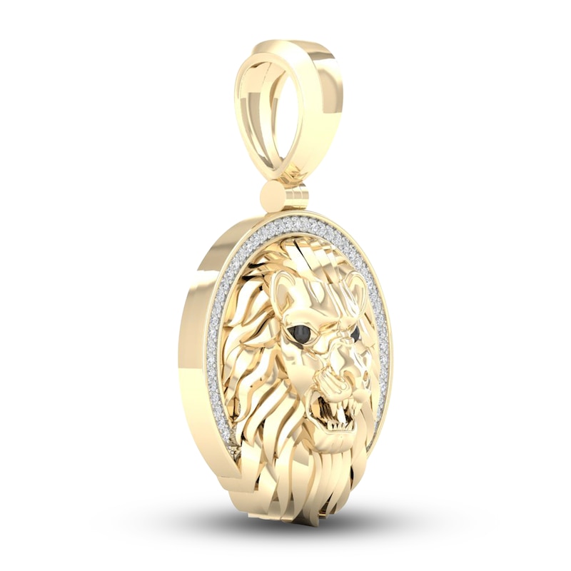 Main Image 3 of Previously Owned Men's 10K Yellow Gold Lion Charm 1/8 ct tw Round Diamonds