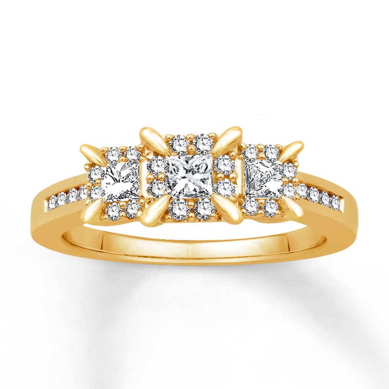 Main Image 1 of Previously Owned Diamond Engagement Ring 1/2 ct tw Princess-cut 14K Yellow Gold