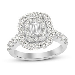 Previously Owned Diamond Engagement Ring 1-5/8 ct tw Emerald-cut 14K White Gold