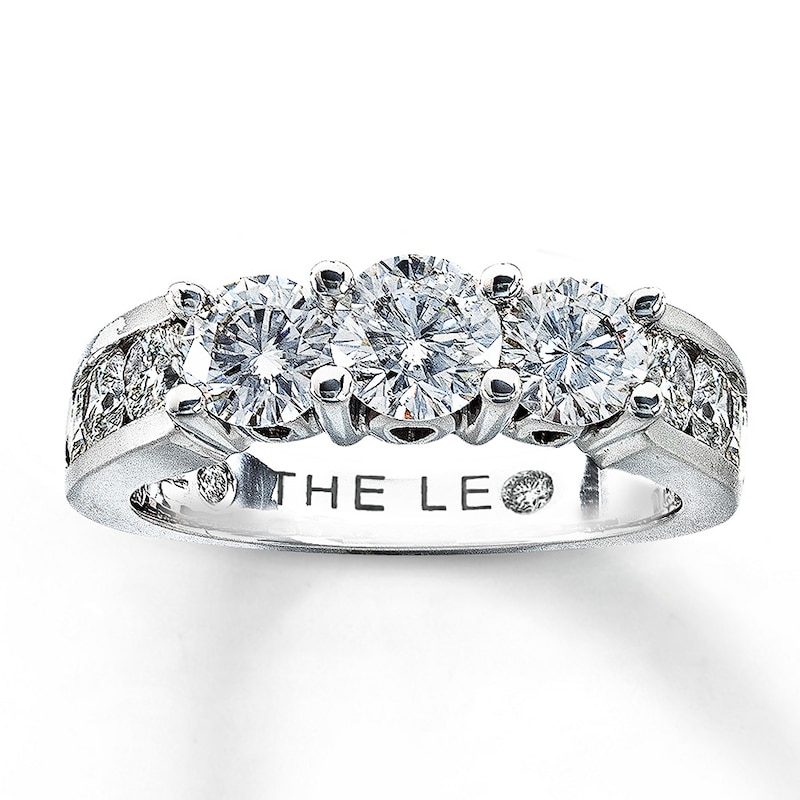 Previously Owned THE LEO Diamond Three-Stone Engagement Ring 2 ct tw 18K White Gold & Platinum