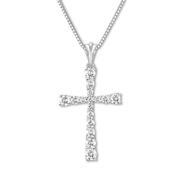 Previously Owned Diamond Cross Necklace 1 ct tw Round 14K White Gold 18&quot;