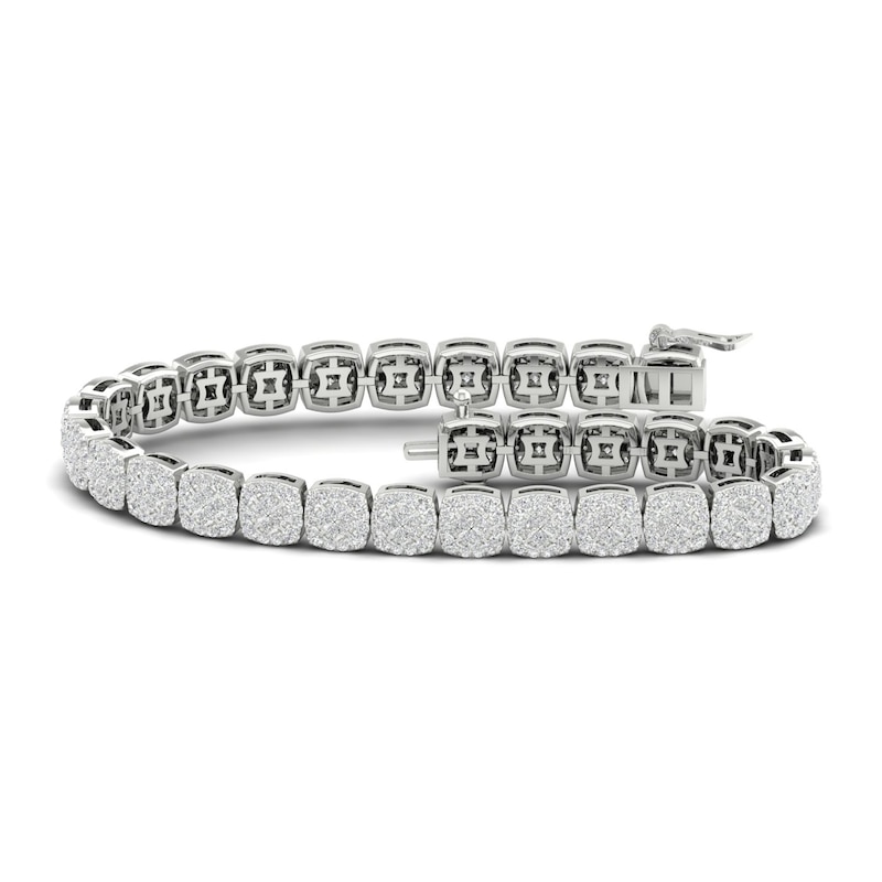 Main Image 2 of Previously Owned Diamond Line Tennis Bracelet 5 ct tw Princess/Round 14K White Gold