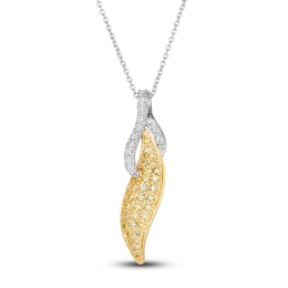 Previously Owned Le Vian Sunny Yellow Diamond Pendant Necklace 3/8 ct tw Diamonds Round 14K Two-Tone Gold