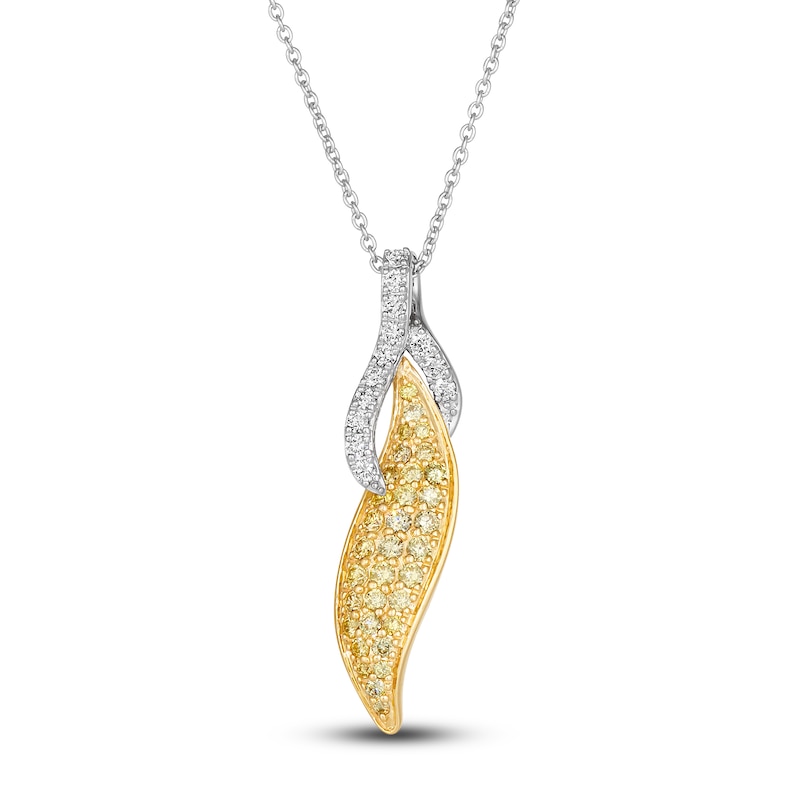 Main Image 1 of Previously Owned Le Vian Sunny Yellow Diamond Pendant Necklace 3/8 ct tw Diamonds Round 14K Two-Tone Gold