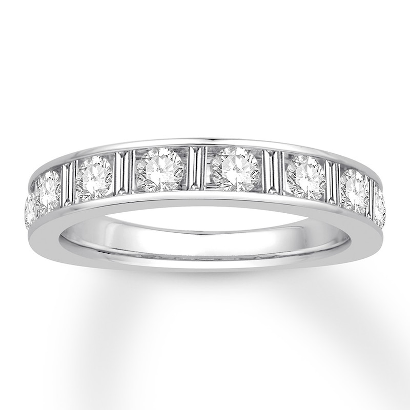 Main Image 1 of Previously Owned Diamond Anniversary Band 1 ct tw Round/Baguette 14K White Gold