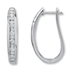 Thumbnail Image 1 of Previously Owned Diamond Hoop Earrings 1 ct tw Round/Baguette-Cut 14K White Gold