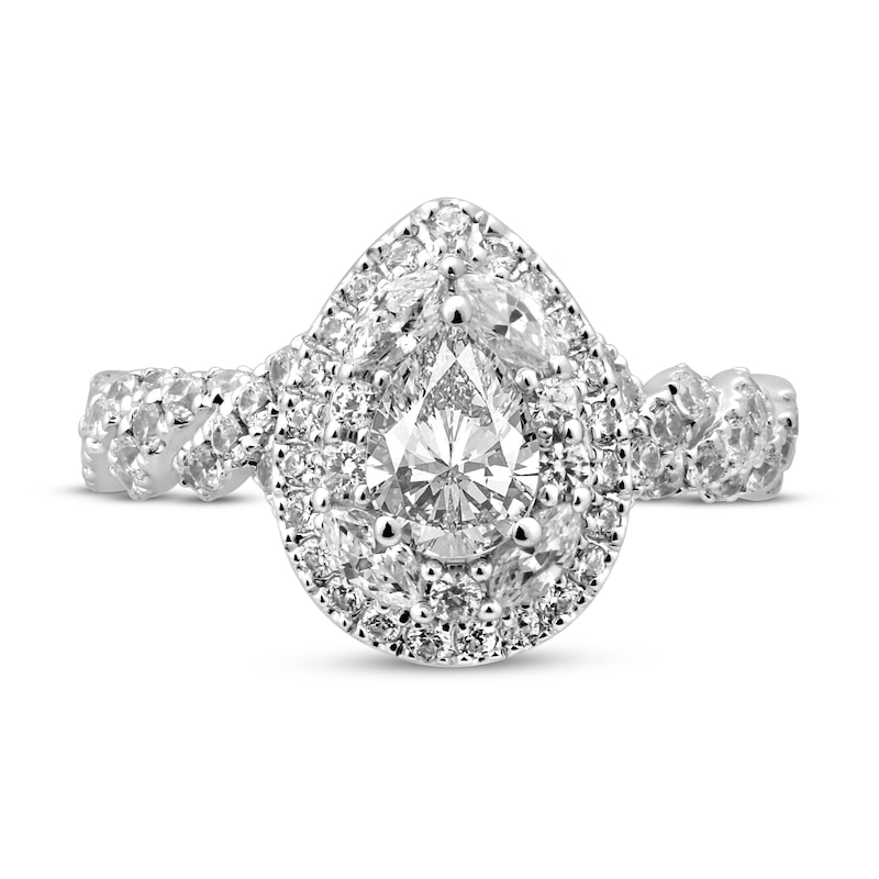 Main Image 3 of Previously Owned Pnina Tornai Mosaic of Love Diamond Engagement Ring 1-3/8 ct tw Pear-shaped/Marquise/Round 14K White Gold