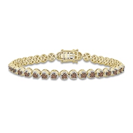 Previously Owned Bourbon-Colored Diamonds Men's White & Brown Diamond Bracelet 2-1/2 ct tw Round 10K Yellow Gold 8.5&quot;