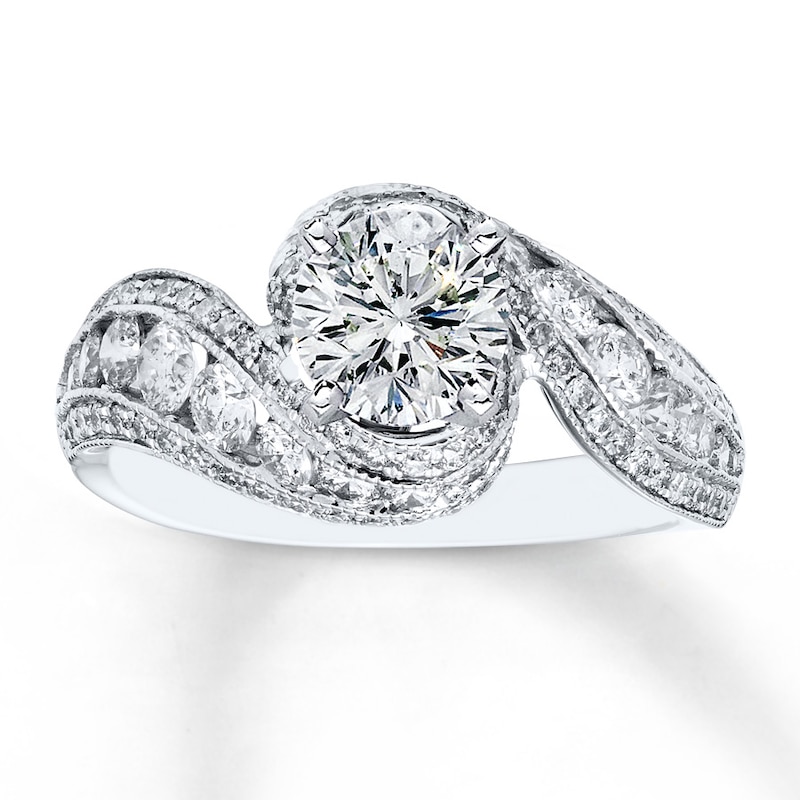 Main Image 3 of Previously Owned Diamond Ring Setting 1-1/5 ct tw Round-cut 14K White Gold