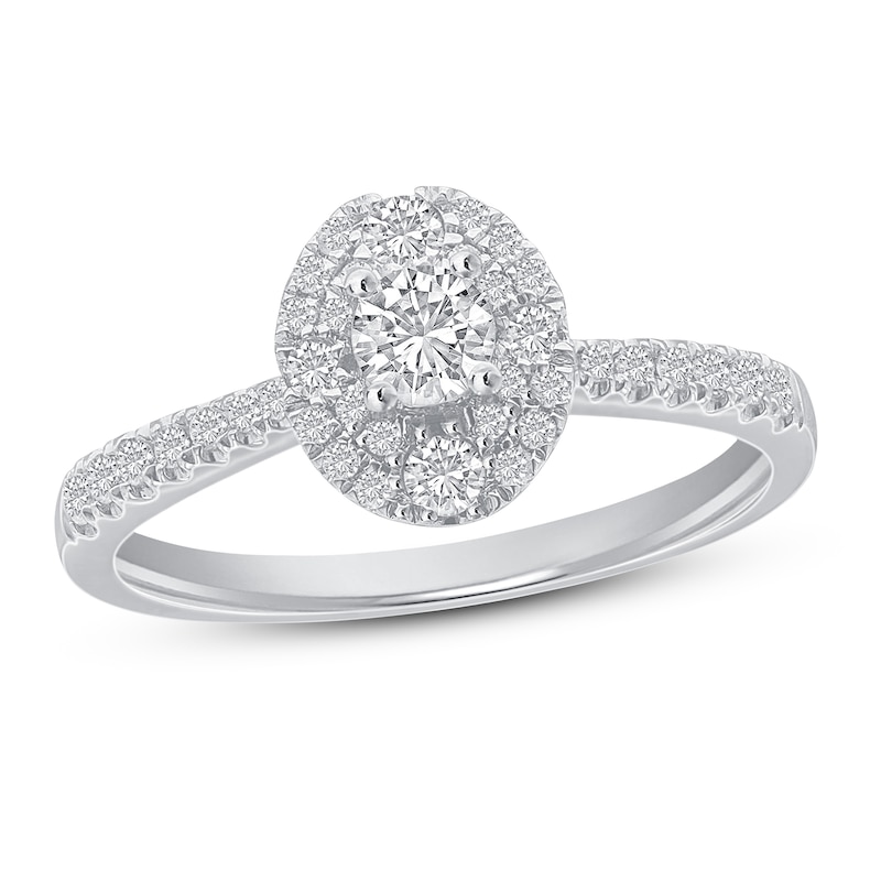 Main Image 1 of Previously Owned Diamond Engagement Ring 1/2 ct tw Round 14K White Gold