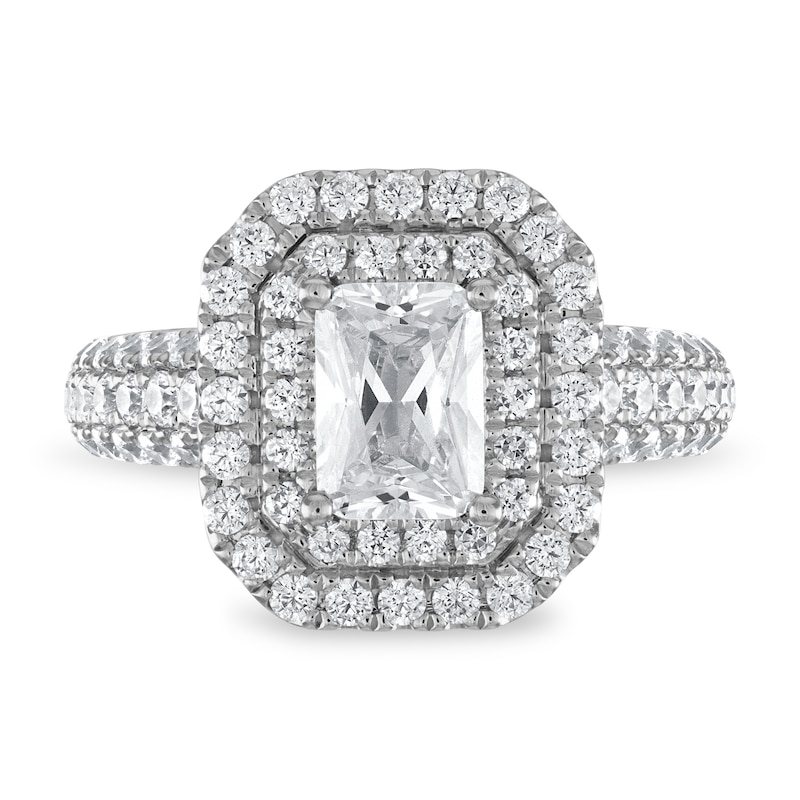 Main Image 3 of Previously Owned Vera Wang WISH Diamond Engagement Ring 2-1/4 ct tw Emerald-cut 14K White Gold