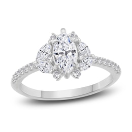 Previously Owned Diamond Engagement Ring 1 ct tw Marquise/Round 14K White Gold