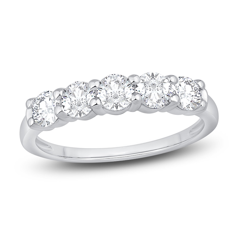 Main Image 1 of Previously Owned Diamond 5-Stone Anniversary Band 1 ct tw Round 14K White Gold