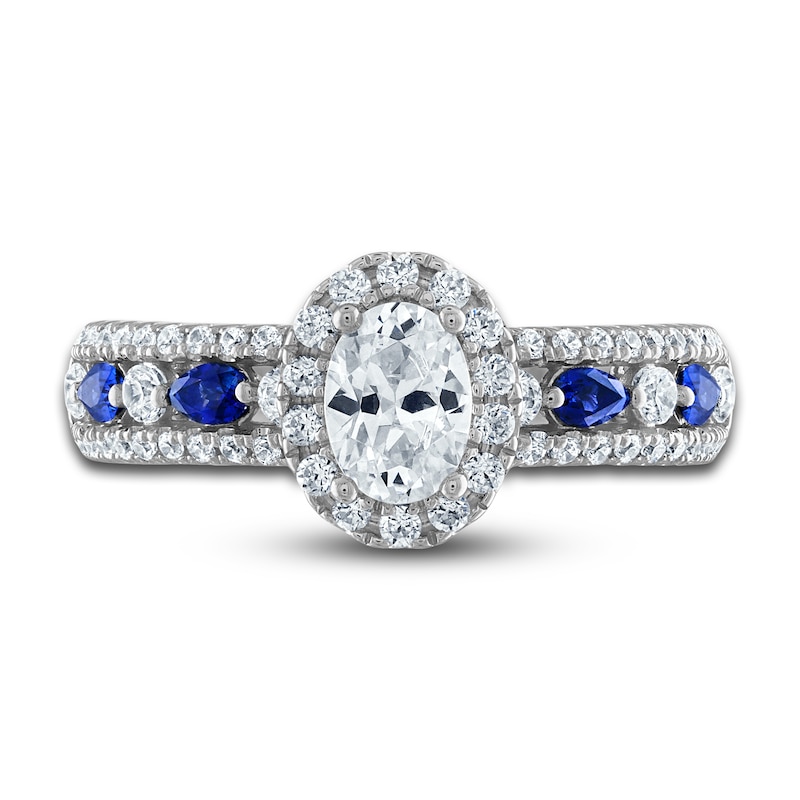 Main Image 3 of Previously Owned Vera Wang WISH Diamond & Blue Sapphire Engagement Ring 1 ct tw Round 14K White Gold