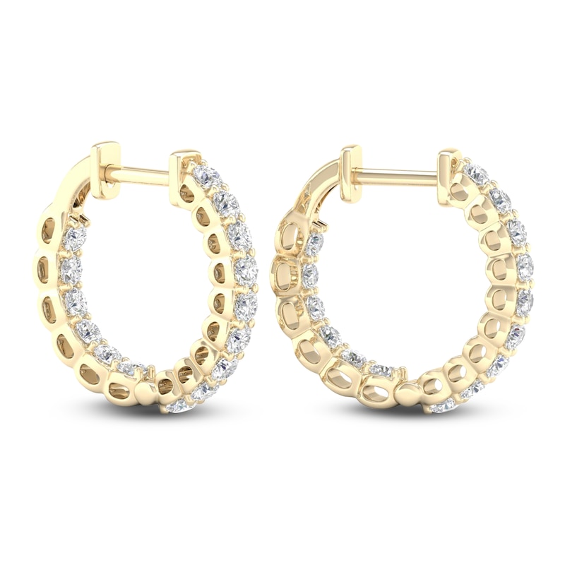 Main Image 3 of Previously Owned Lab-Created Diamond Inside-Out Hoop Earrings 1 ct tw 14K Yellow Gold