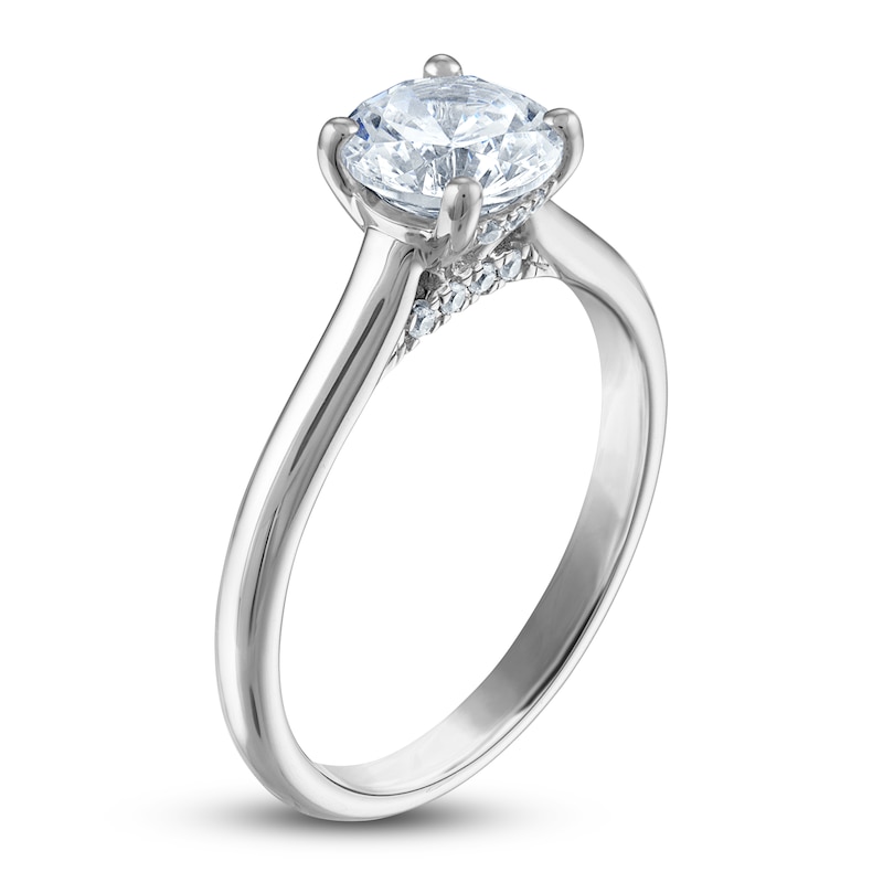 Main Image 2 of Previously Owned Lab-Created Diamond Solitaire Plus Engagement Ring 1-1/2 ct tw Round Platinum (F/SI2)