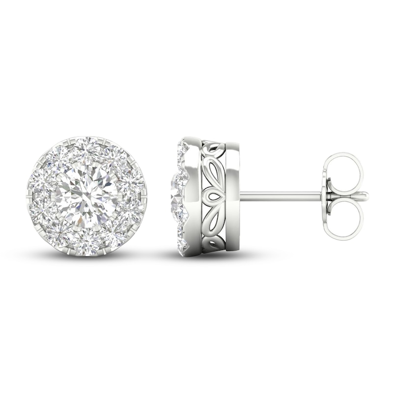 Main Image 2 of Previously Owned Lab-Created Diamond Stud Earrings 1-1/2 ct tw Round 14K White Gold