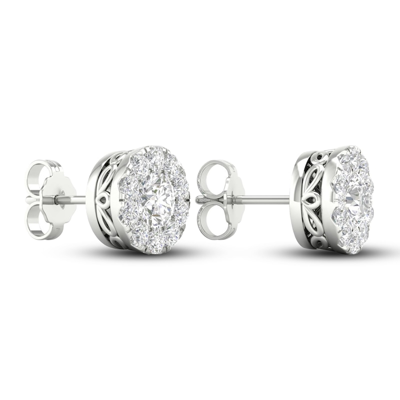 Main Image 3 of Previously Owned Lab-Created Diamond Stud Earrings 1-1/2 ct tw Round 14K White Gold