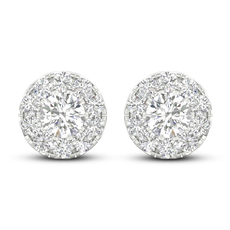 Main Image 4 of Previously Owned Lab-Created Diamond Stud Earrings 1-1/2 ct tw Round 14K White Gold