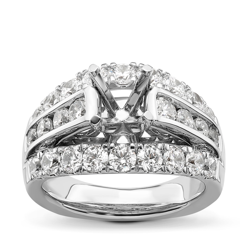 Main Image 1 of Previously Owned Diamond Engagement Ring Setting 2-1/5 ct tw Round 18K White Gold