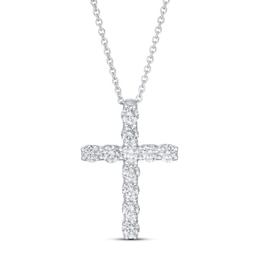 Previously Owned Lab-Created Diamond Cross Necklace 1 ct tw Round 14K White Gold