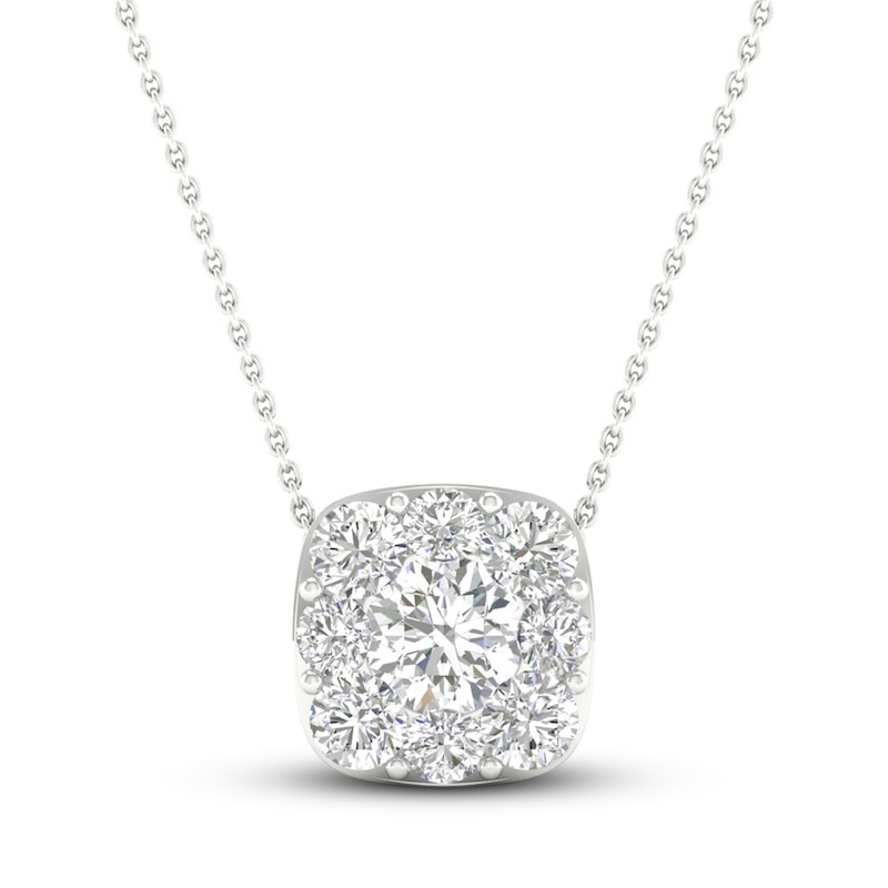 Main Image 1 of Previously Owned Lab-Created Diamond Necklace 7/8 ct tw Round 14K White Gold