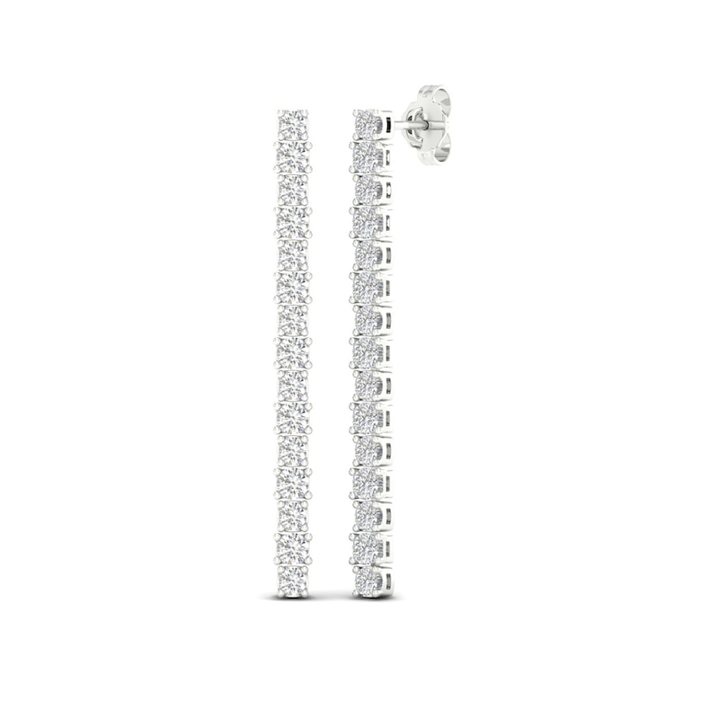 Main Image 1 of Previously Owned Lab-Created Diamond Drop Earrings 2 ct tw Round 14K White Gold