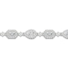 Thumbnail Image 2 of Previously Owned Lab-Created Diamond Tennis Bracelet 5-1/2 ct tw Emerald/Pear/Round 14K White Gold