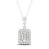 Thumbnail Image 1 of Previously Owned Lab-Created Diamond Pendant Necklace 1-1/2 ct tw Round/Emerald 14K White Gold