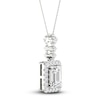 Thumbnail Image 2 of Previously Owned Lab-Created Diamond Pendant Necklace 1-1/2 ct tw Round/Emerald 14K White Gold