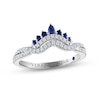 Thumbnail Image 1 of Previously Owned Vera Wang WISH Diamond & Blue Sapphire Contoured Anniversary Ring 1/4 ct tw Round 14K White Gold